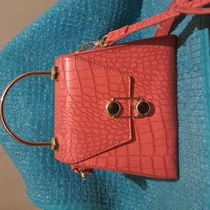 Badgley Mischka Handbag Faux Croc Vegan Top Handle Crossbody